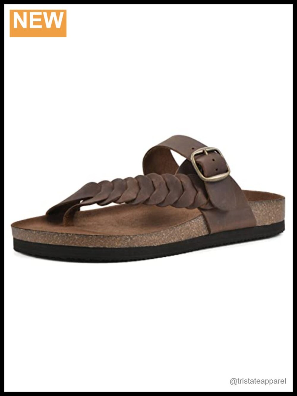 Woven Strap Slide Sandal with Contoured Footbed and Adjustable Buckle